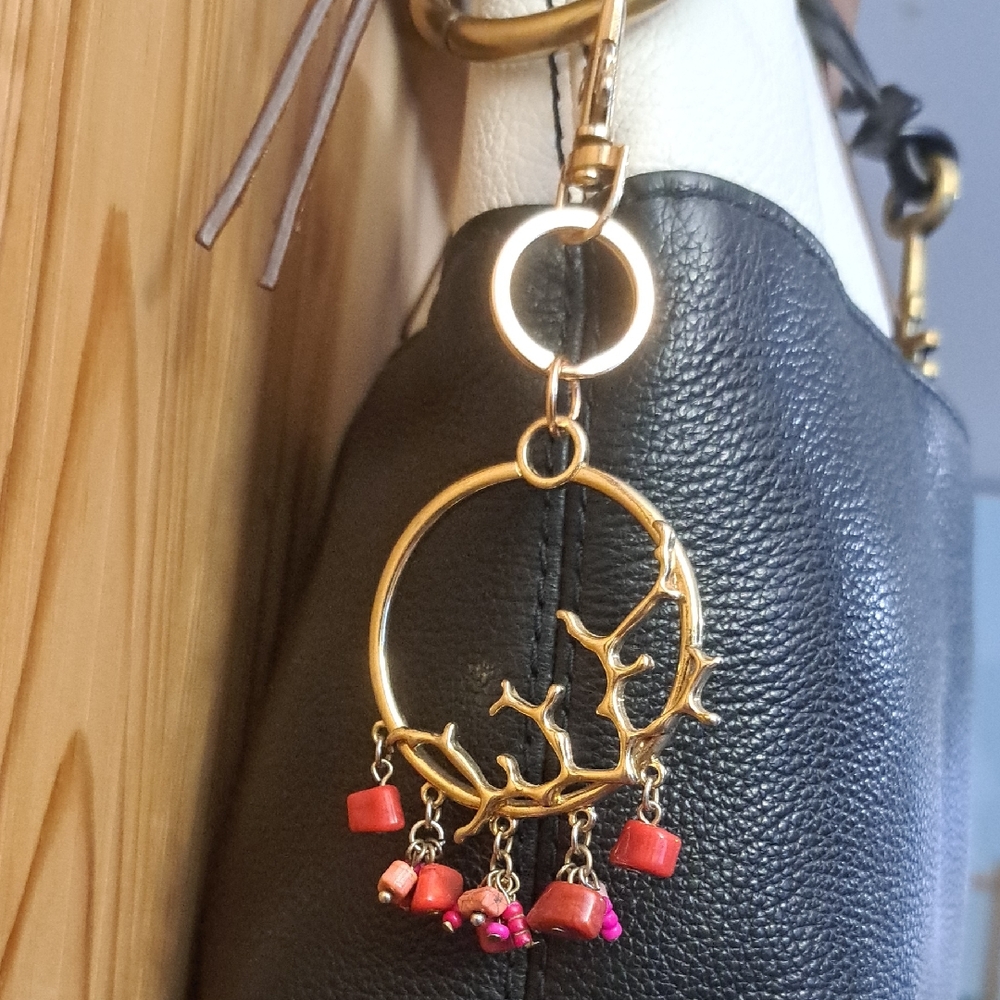 Hand Crafted Bag Purse Tote Jewelry Key Ring Decorative Vintage Jewelry Upcycle